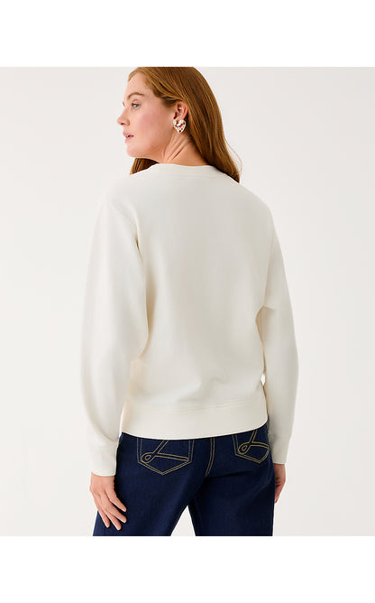 BALLAD LONG SLEEVE SWEATSHIRT, COCONUT LOVE CAT EMBROIDERY