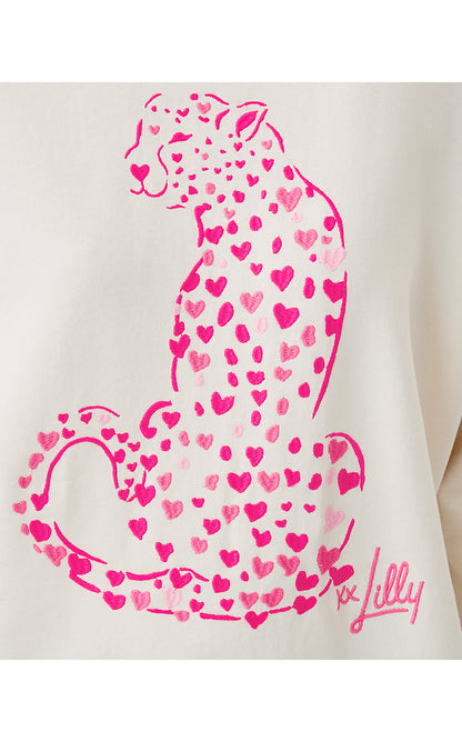 BALLAD LONG SLEEVE SWEATSHIRT, COCONUT LOVE CAT EMBROIDERY