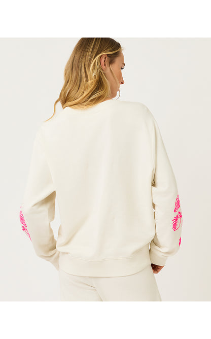 BALLAD LONG SLEEVE SWEATSHIRT, COCONUT SAFARI SOCIAL EMBROIDERED SWEATSHIRT