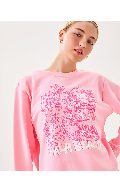 BALLAD LONG SLEEVE SWEATSHIRT, CONCH SHELL PINK PB PLAYGROUND PRINTED SWEATSHIRT