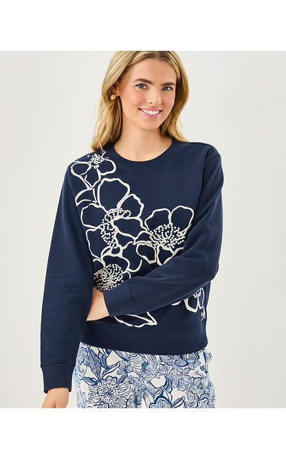 BALLAD LONG SLEEVE SWEATSHIRT, LOW TIDE NAVY GO BIG EMBROIDERY