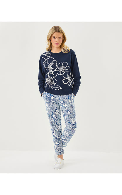 BALLAD LONG SLEEVE SWEATSHIRT, LOW TIDE NAVY GO BIG EMBROIDERY