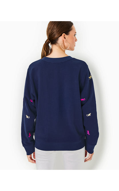 BALLAD LONG SLEEVE SWEATSHIRT, LOW TIDE NAVY MONKEY HALF DROP