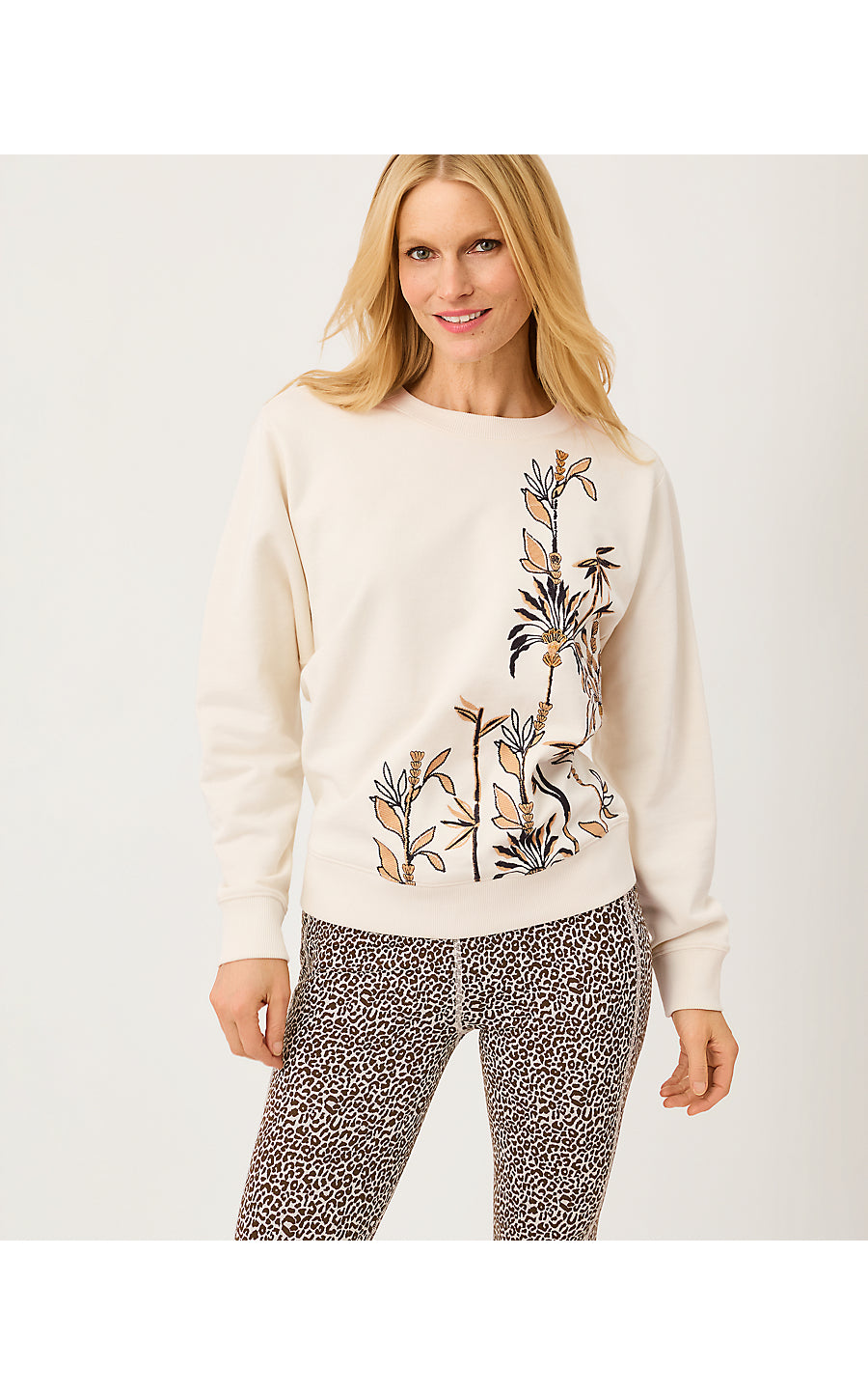 BALLAD LONG SLEEVE SWEATSHIRT, MULTI BAMBOO BLISS EMBELLISHMENT