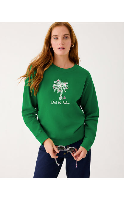 BALLAD LONG SLEEVE SWEATSHIRT, MULTI DECK THE PALMS EMBROIDERY