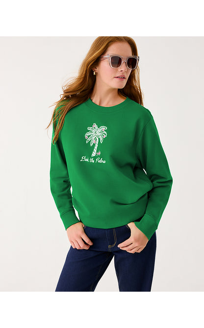 BALLAD LONG SLEEVE SWEATSHIRT, MULTI DECK THE PALMS EMBROIDERY