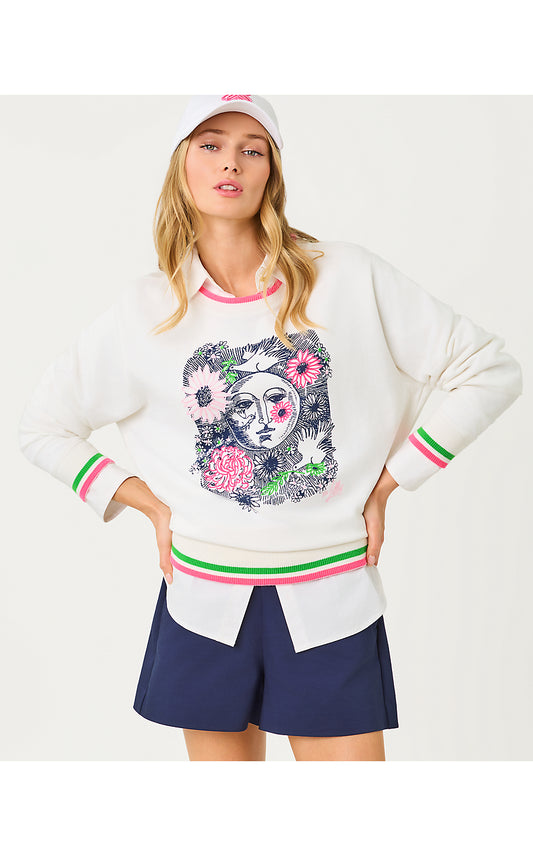 BALLAD LONG SLEEVE SWEATSHIRT, MULTI FOLLOW THE SUN EMBELLISHMENT