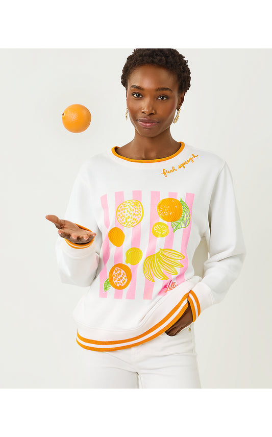 BALLAD LONG SLEEVE SWEATSHIRT, MULTI FRESH SQUEEZED EMBROIDERY