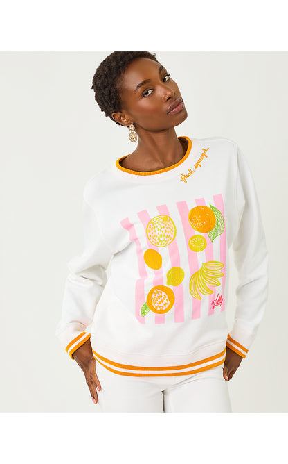 BALLAD LONG SLEEVE SWEATSHIRT, MULTI FRESH SQUEEZED EMBROIDERY