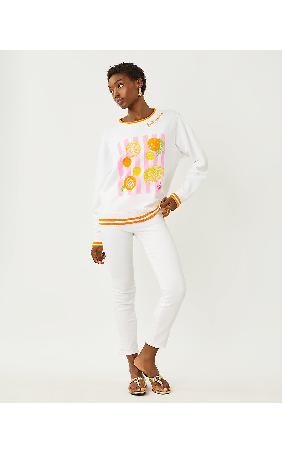 BALLAD LONG SLEEVE SWEATSHIRT, MULTI FRESH SQUEEZED EMBROIDERY