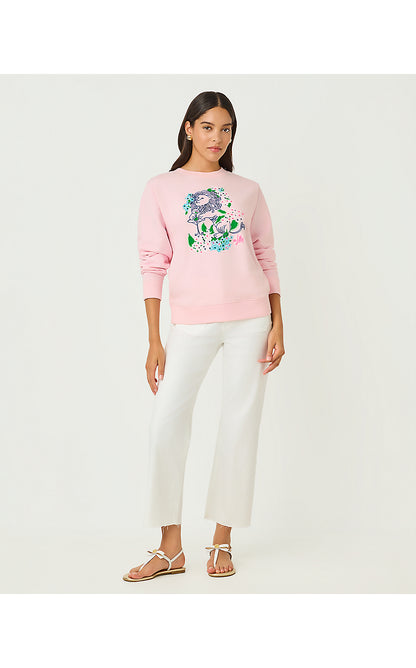 BALLAD LONG SLEEVE SWEATSHIRT, MULTI LYDIA LION EMBELLISHMENT