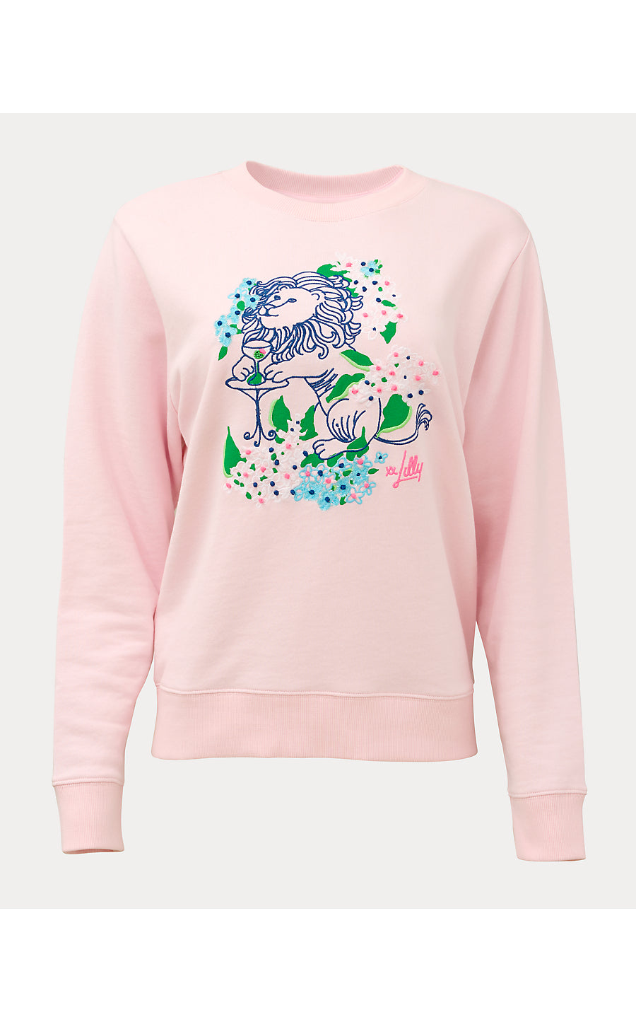 BALLAD LONG SLEEVE SWEATSHIRT, MULTI LYDIA LION EMBELLISHMENT