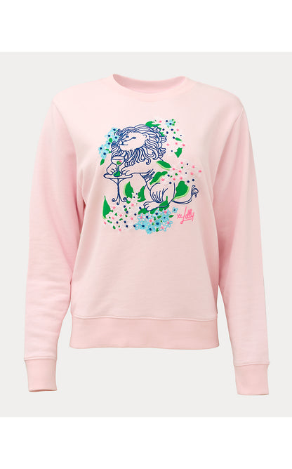 BALLAD LONG SLEEVE SWEATSHIRT, MULTI LYDIA LION EMBELLISHMENT