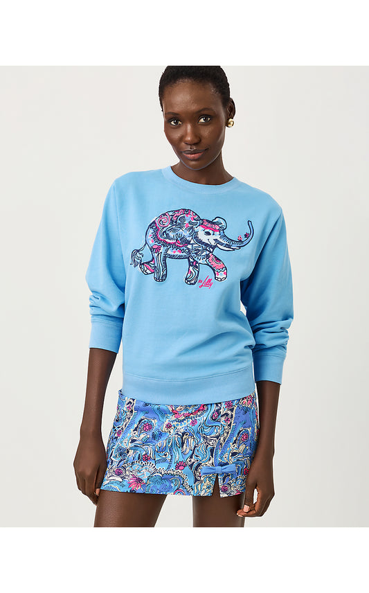 BALLAD LONG SLEEVE SWEATSHIRT, MULTI PAISLEY PARADE EMBELLISHMENT