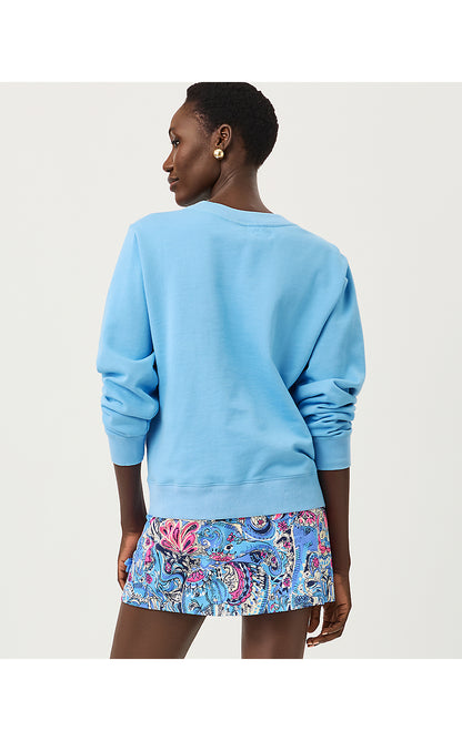 BALLAD LONG SLEEVE SWEATSHIRT, MULTI PAISLEY PARADE EMBELLISHMENT
