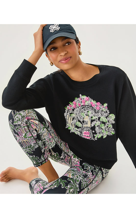 BALLAD LONG SLEEVE SWEATSHIRT, NOIR PALM BEACH TOILE