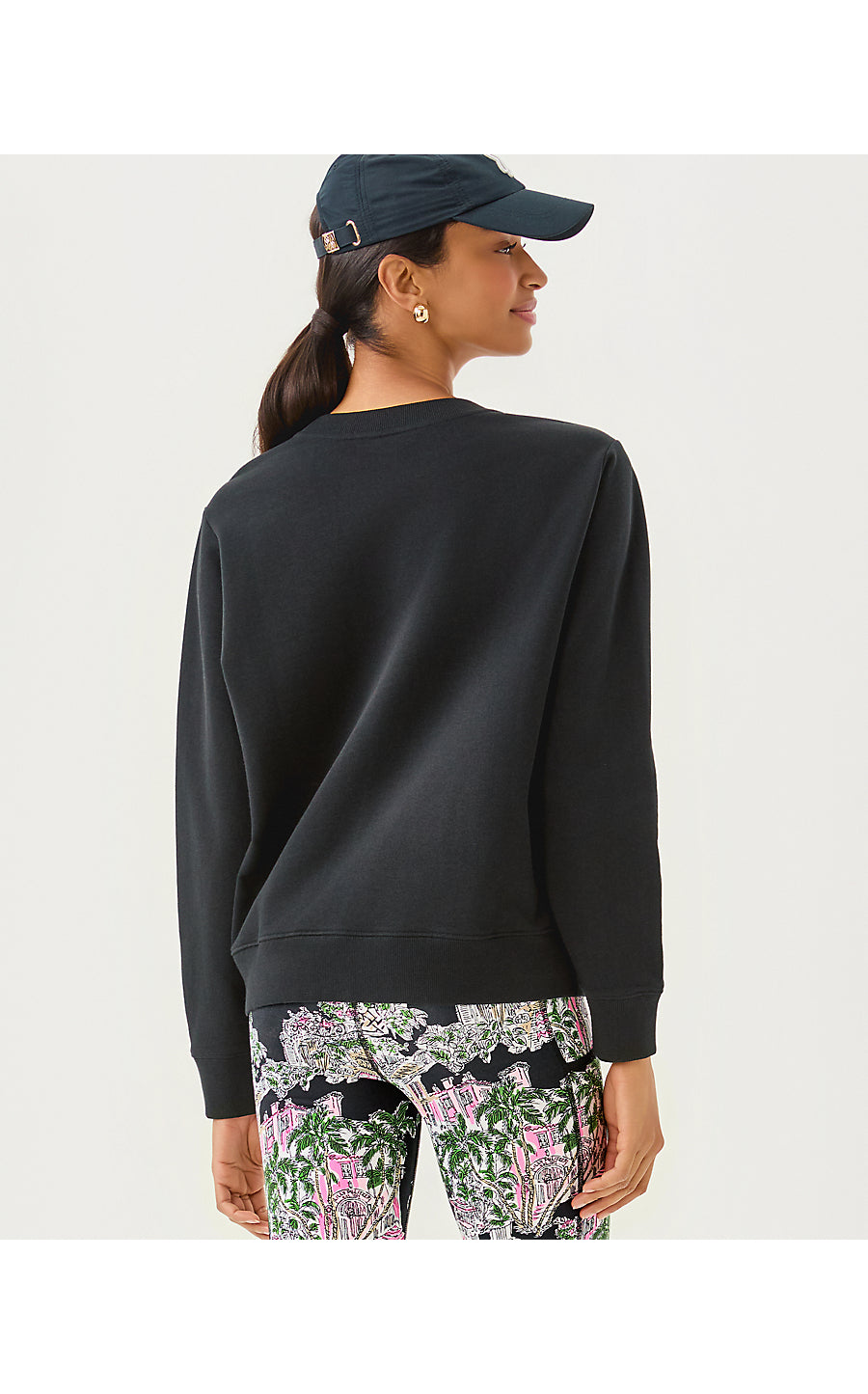 BALLAD LONG SLEEVE SWEATSHIRT, NOIR PALM BEACH TOILE