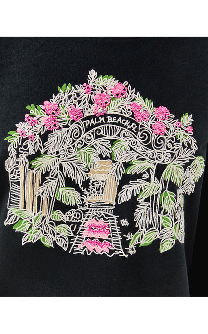 BALLAD LONG SLEEVE SWEATSHIRT, NOIR PALM BEACH TOILE