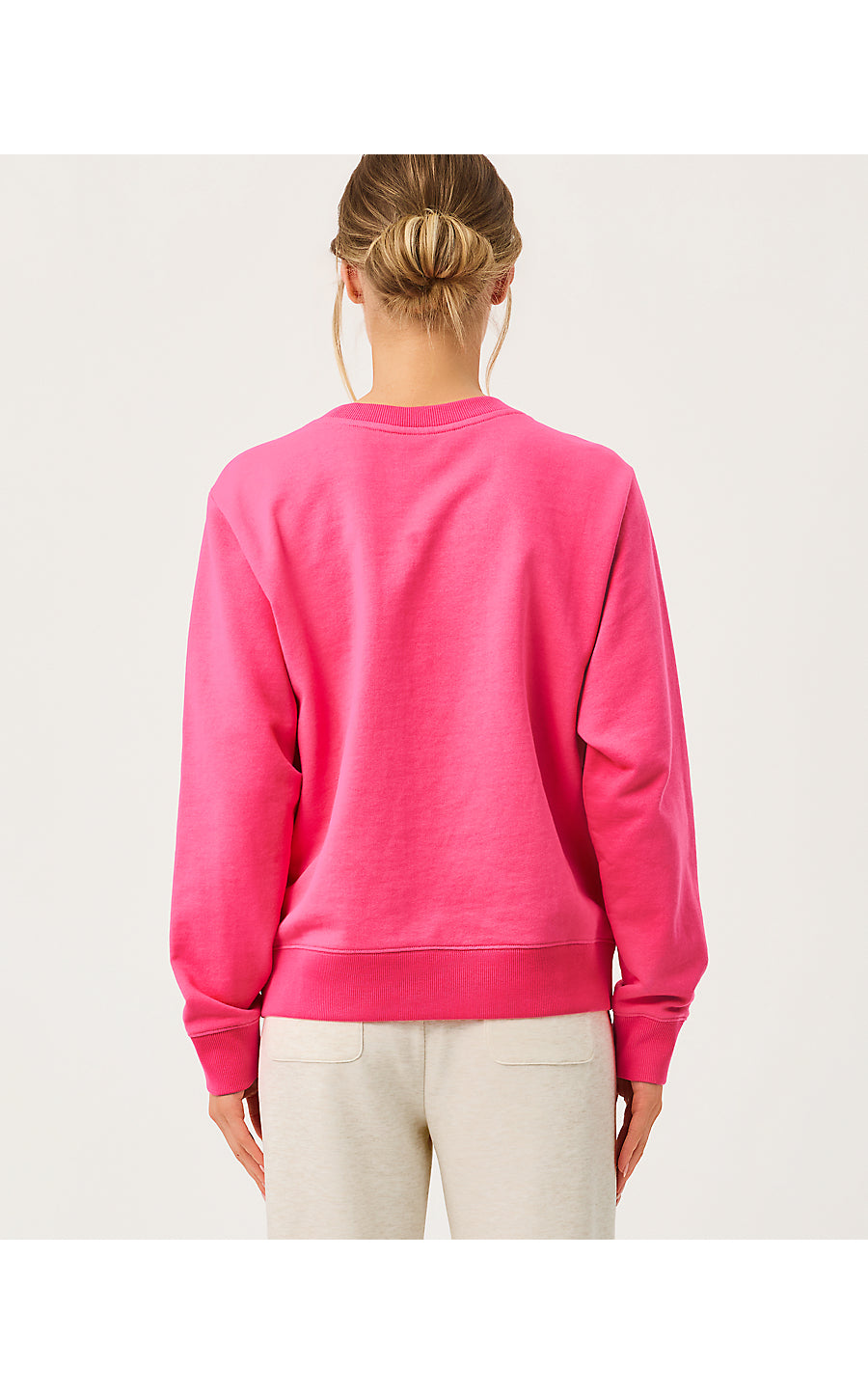 BALLAD LONG SLEEVE SWEATSHIRT, PINK ASTER SAFARI EMBROIDERY