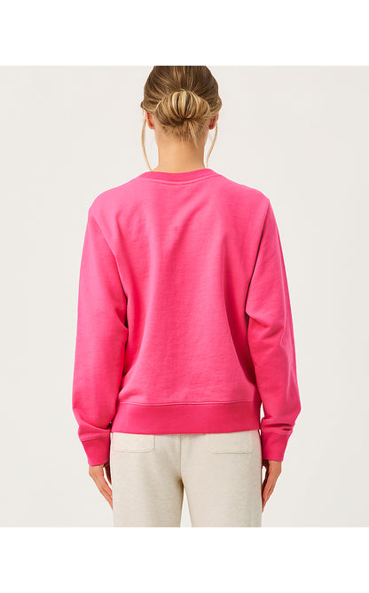 BALLAD LONG SLEEVE SWEATSHIRT, PINK ASTER SAFARI EMBROIDERY