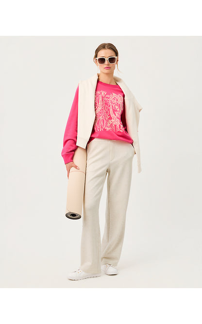 BALLAD LONG SLEEVE SWEATSHIRT, PINK ASTER SAFARI EMBROIDERY