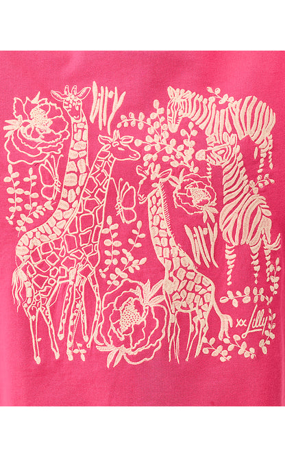 BALLAD LONG SLEEVE SWEATSHIRT, PINK ASTER SAFARI EMBROIDERY
