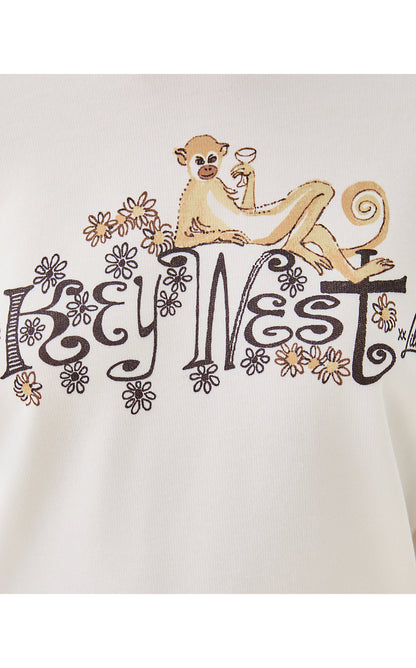 BALLAD LONG SLEEVE SWEATSHIRT, RESORT WHITE KEY WEST MONKEY GRAPHIC