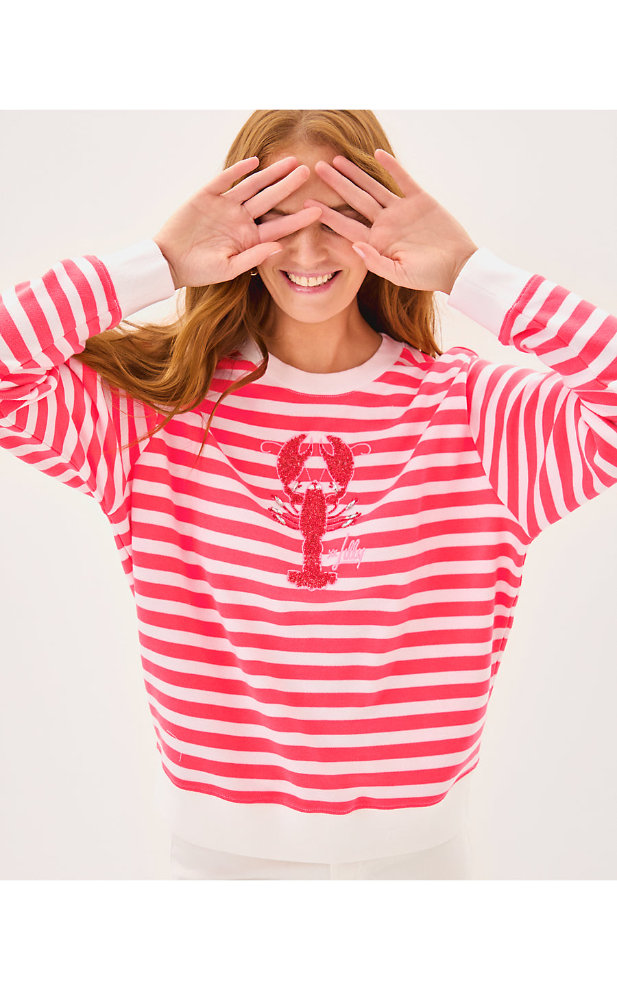 BALLAD LONG SLEEVE SWEATSHIRT, CANE CORAL SO CLAWSOME EMBROIDERED SWEATSHIRT