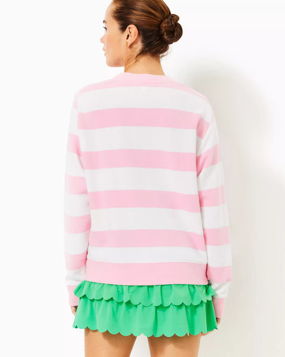 BALLAD LONG SLEEVE SWEATSHIRT, CONCH SHELL PINK PALM TREE