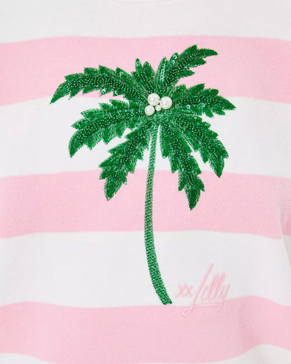 BALLAD LONG SLEEVE SWEATSHIRT, CONCH SHELL PINK PALM TREE