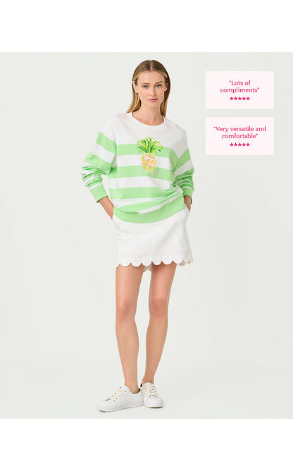 BALLAD LONG SLEEVE SWEATSHIRT, MULTI PINEAPPLE EMBELLISHMENT