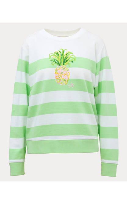 BALLAD LONG SLEEVE SWEATSHIRT, MULTI PINEAPPLE EMBELLISHMENT