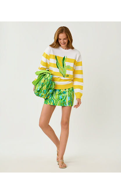 BALLAD LONG SLEEVE SWEATSHIRT, MULTI SWEET CORN EMBROIDERY