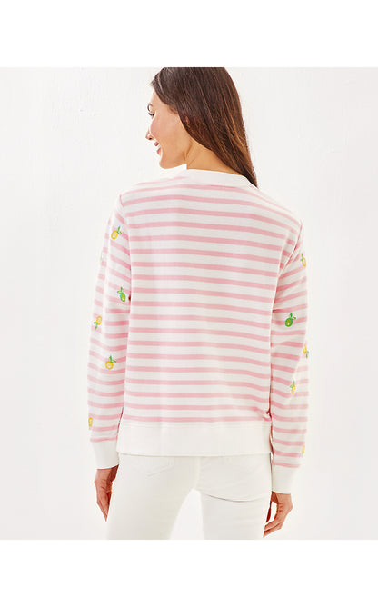 BALLAD LONG SLEEVE SWEATSHIRT, PINK MUSE X RESORT WHITE MAKE LIMEADE HALF DROP EMBROIDERY