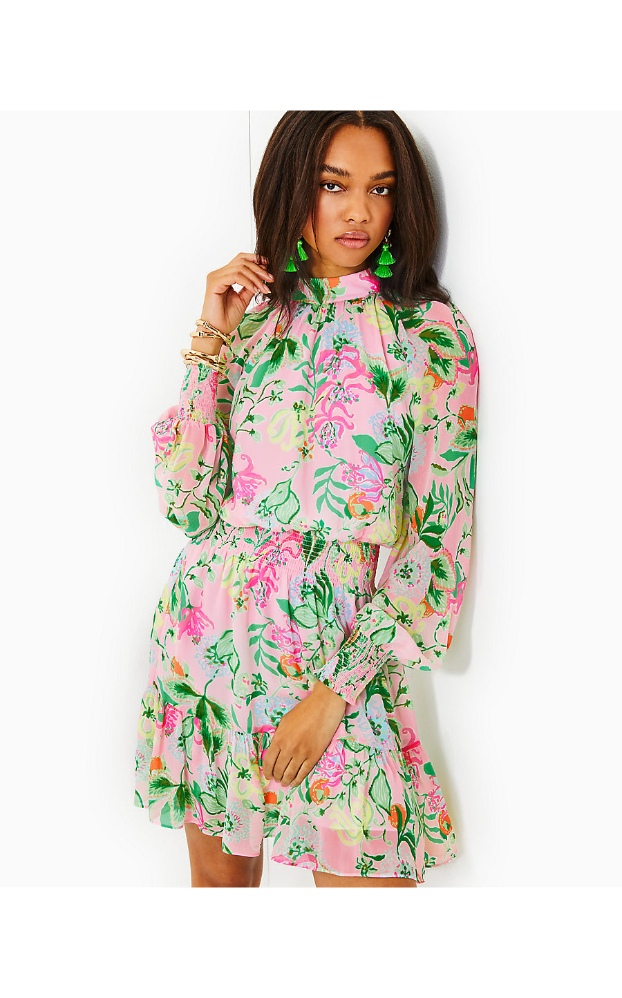 ELLIELYNN LONG SLEEVE DRESS, MULTI VIA AMORE SPRITZER