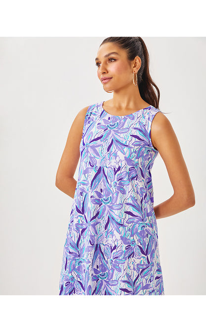 ELIZA DRESS, TROPICALIA PURPLE ELEPHANT IN THE BLOOM