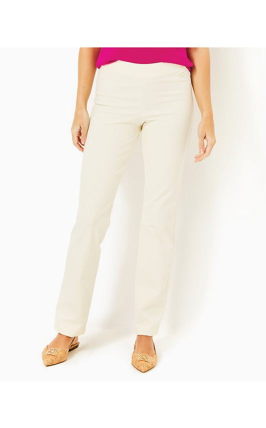 DECLYNN BI-STRETCH SLIM PANT, CREME BRULEE