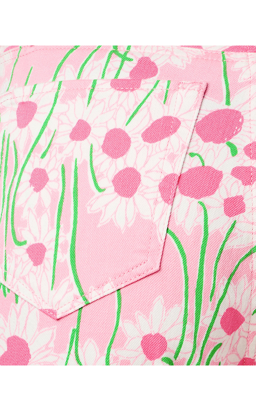 ANNET HIGH RISE CROP FLARE JEAN, CONCH SHELL PINK SUNNY DAISIES