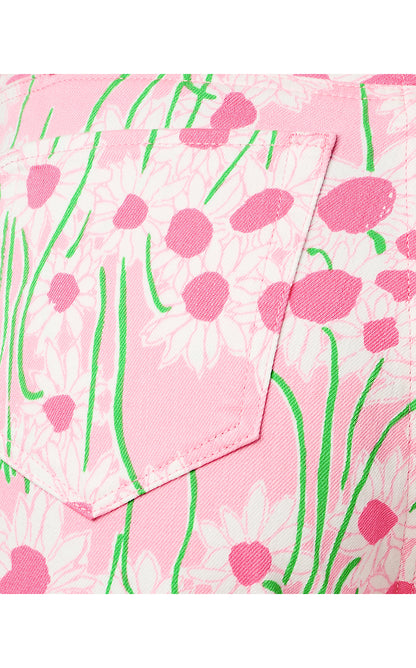 ANNET HIGH RISE CROP FLARE JEAN, CONCH SHELL PINK SUNNY DAISIES