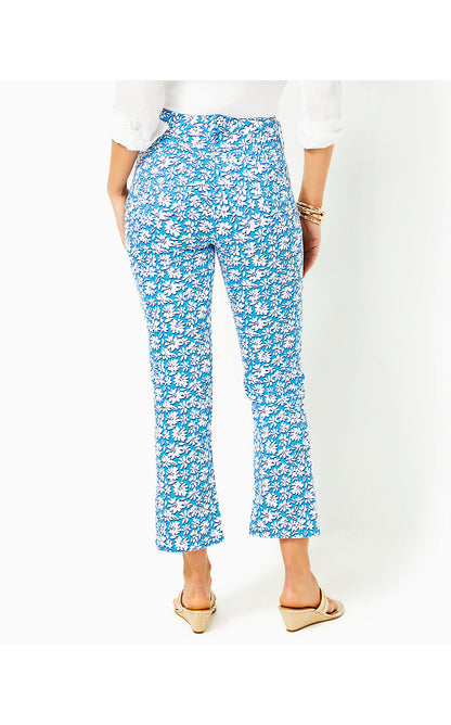 ANNET HIGH RISE CROP FLARE JEANS, LUNAR BLUE PALM BEACH PETALS