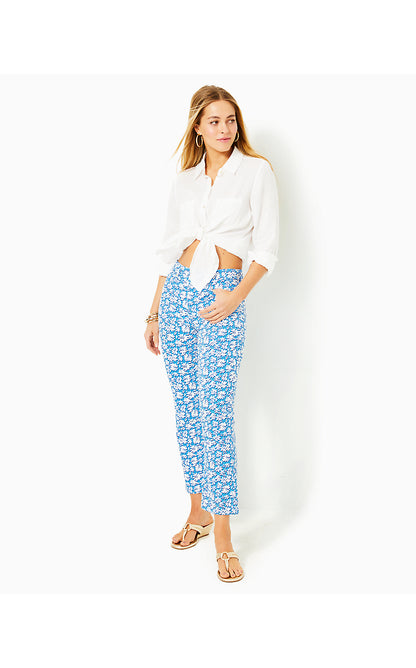 ANNET HIGH RISE CROP FLARE JEANS, LUNAR BLUE PALM BEACH PETALS