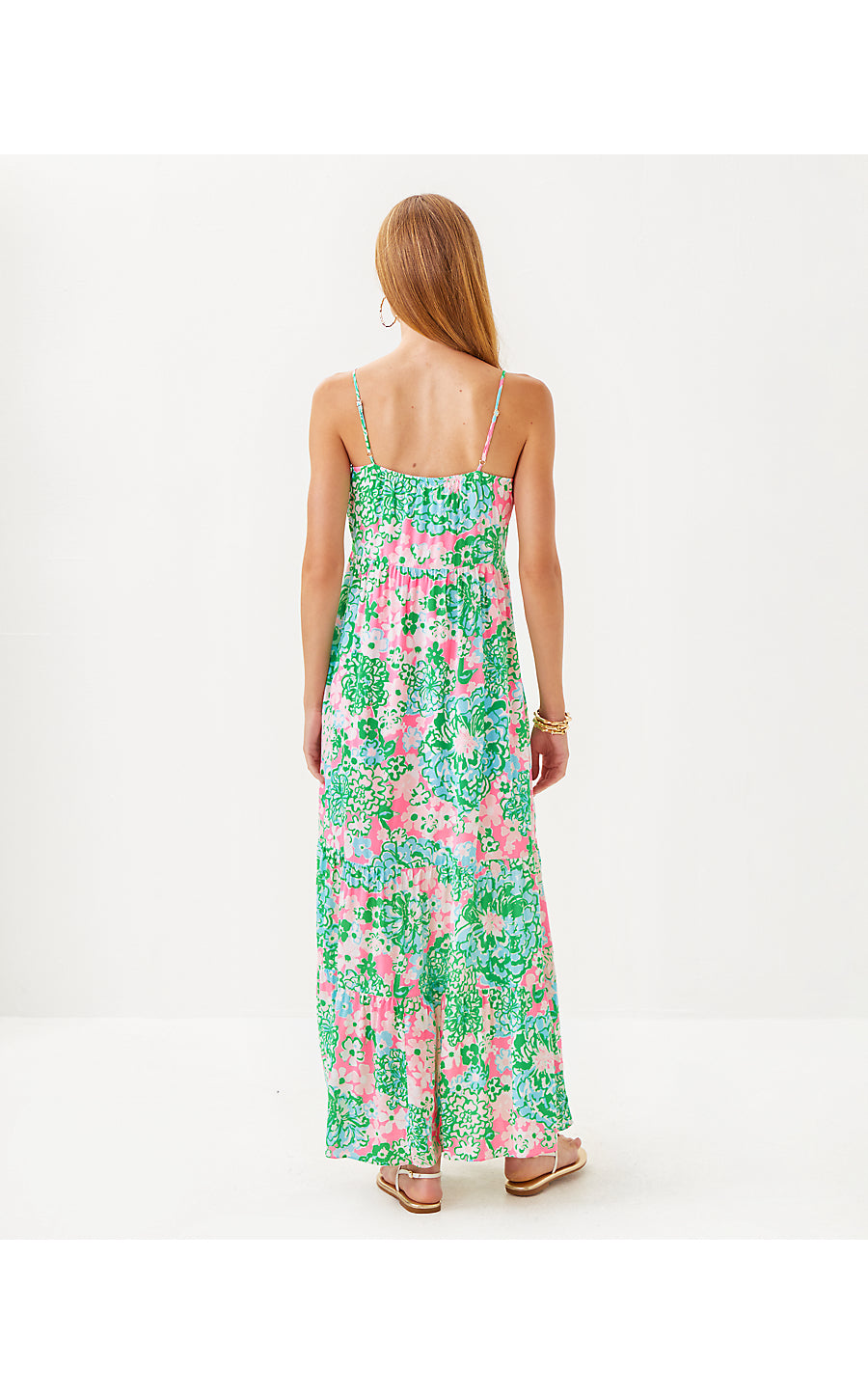 TERESA MAXI DRESS, MULTI PLUMES IN BLOOM