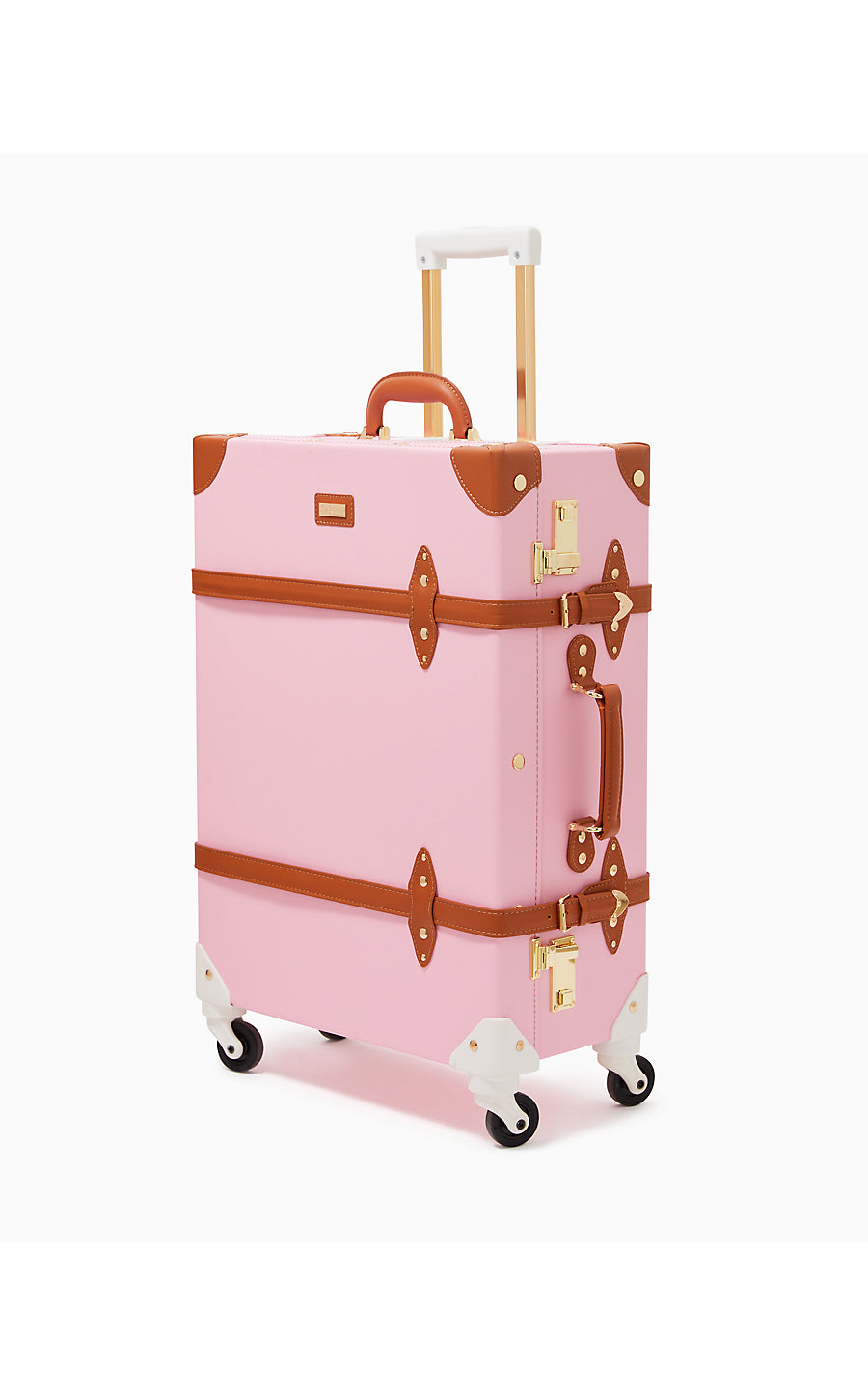 ROLLING TRUNK SUITCASE, CONCH SHELL PINK