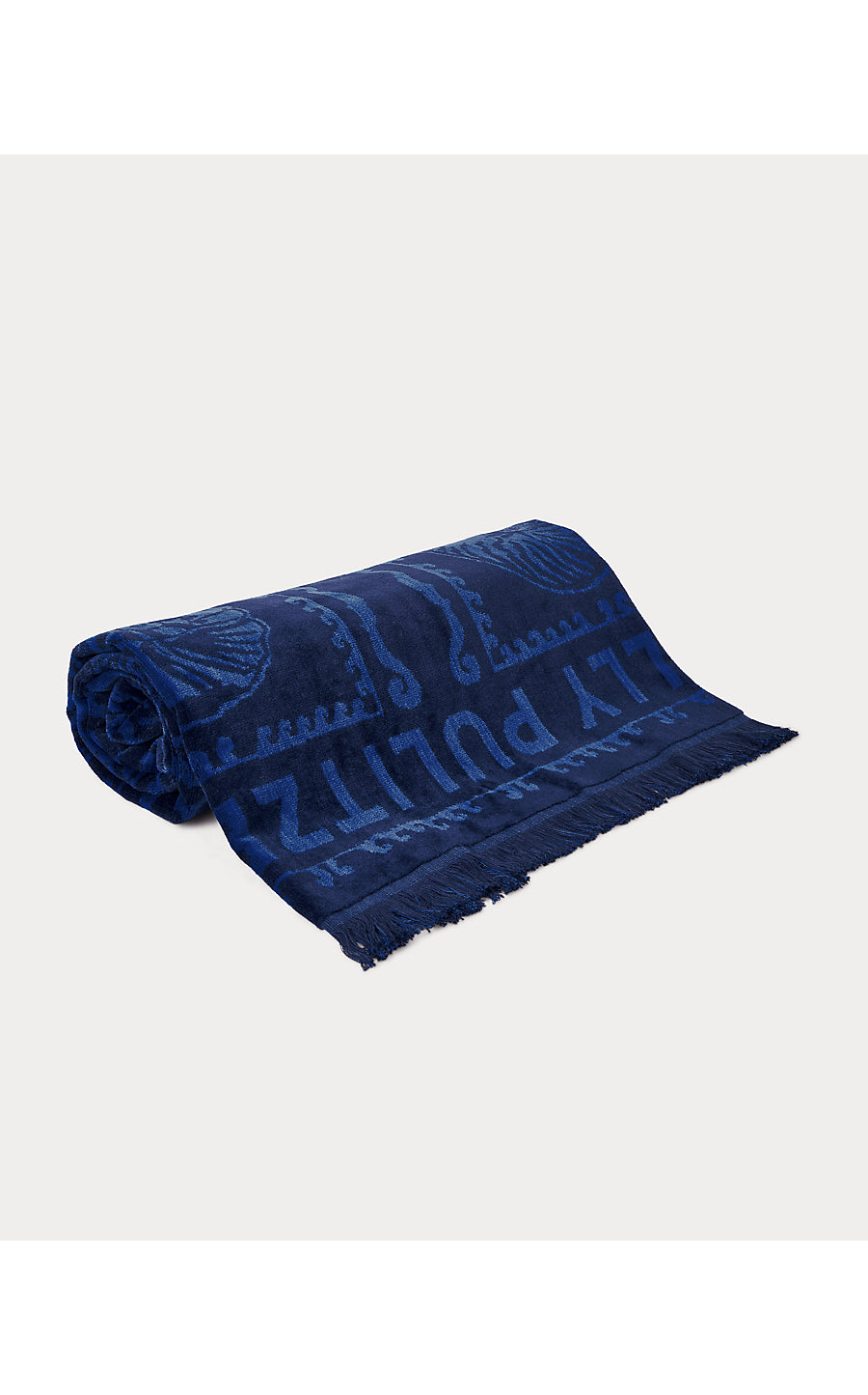 GWP JACQUARD BEACH TOWEL, LOW TIDE NAVY SHELL SHINE ENGINEERED GWP JACQUARD TOWEL