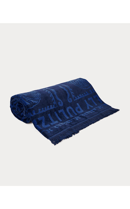 GWP JACQUARD BEACH TOWEL, LOW TIDE NAVY SHELL SHINE ENGINEERED GWP JACQUARD TOWEL