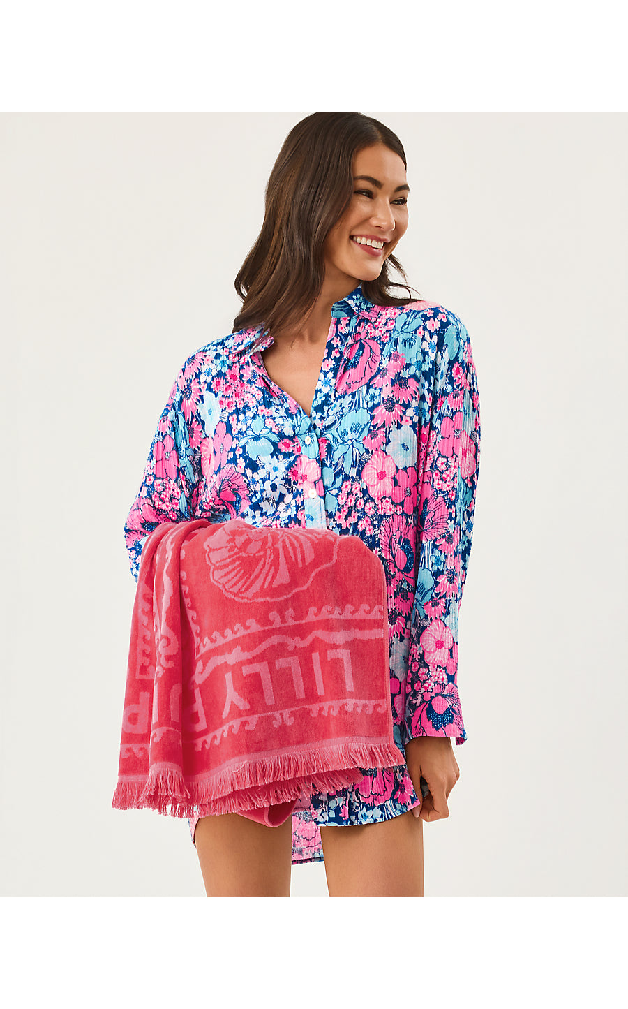 GWP JACQUARD BEACH TOWEL, PARADISE PUNCH SHELL SHINE ENGINEERED GWP JACQUARD TOWEL