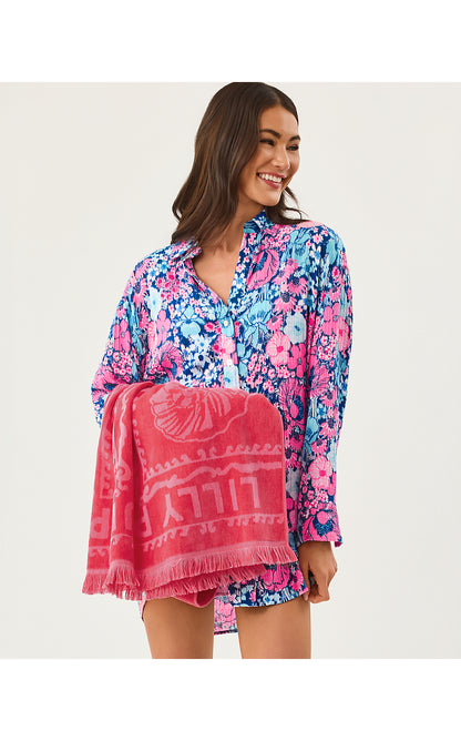 GWP JACQUARD BEACH TOWEL, PARADISE PUNCH SHELL SHINE ENGINEERED GWP JACQUARD TOWEL