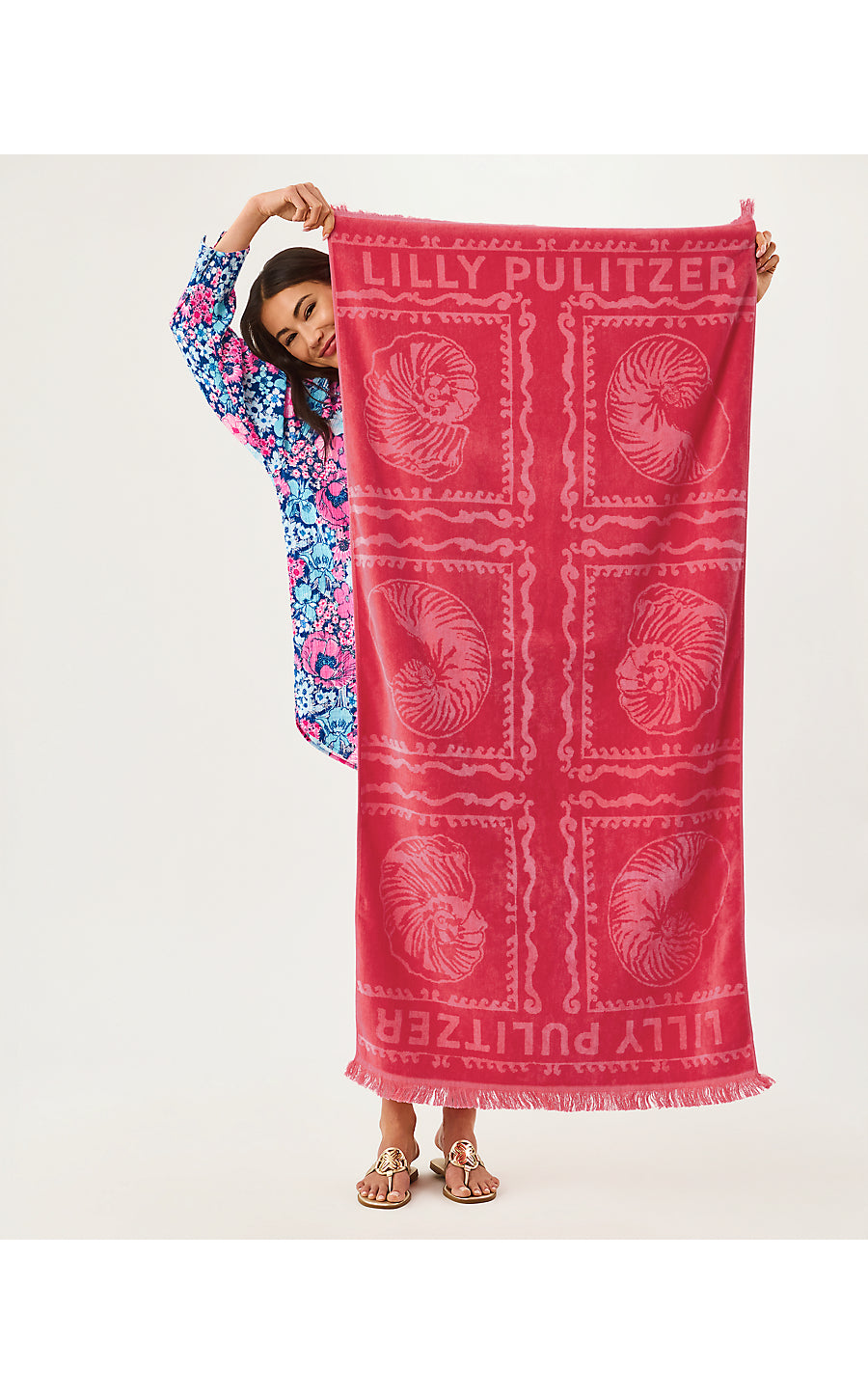 GWP JACQUARD BEACH TOWEL, PARADISE PUNCH SHELL SHINE ENGINEERED GWP JACQUARD TOWEL