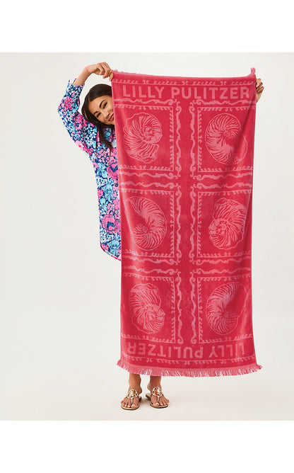 GWP JACQUARD BEACH TOWEL, PARADISE PUNCH SHELL SHINE ENGINEERED GWP JACQUARD TOWEL