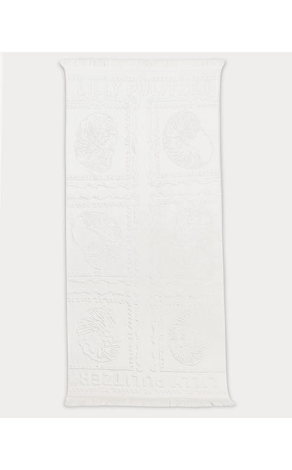 GWP JACQUARD BEACH TOWEL, RESORT WHITE SHELL SHINE ENGINEERED GWP JACQUARD TOWEL